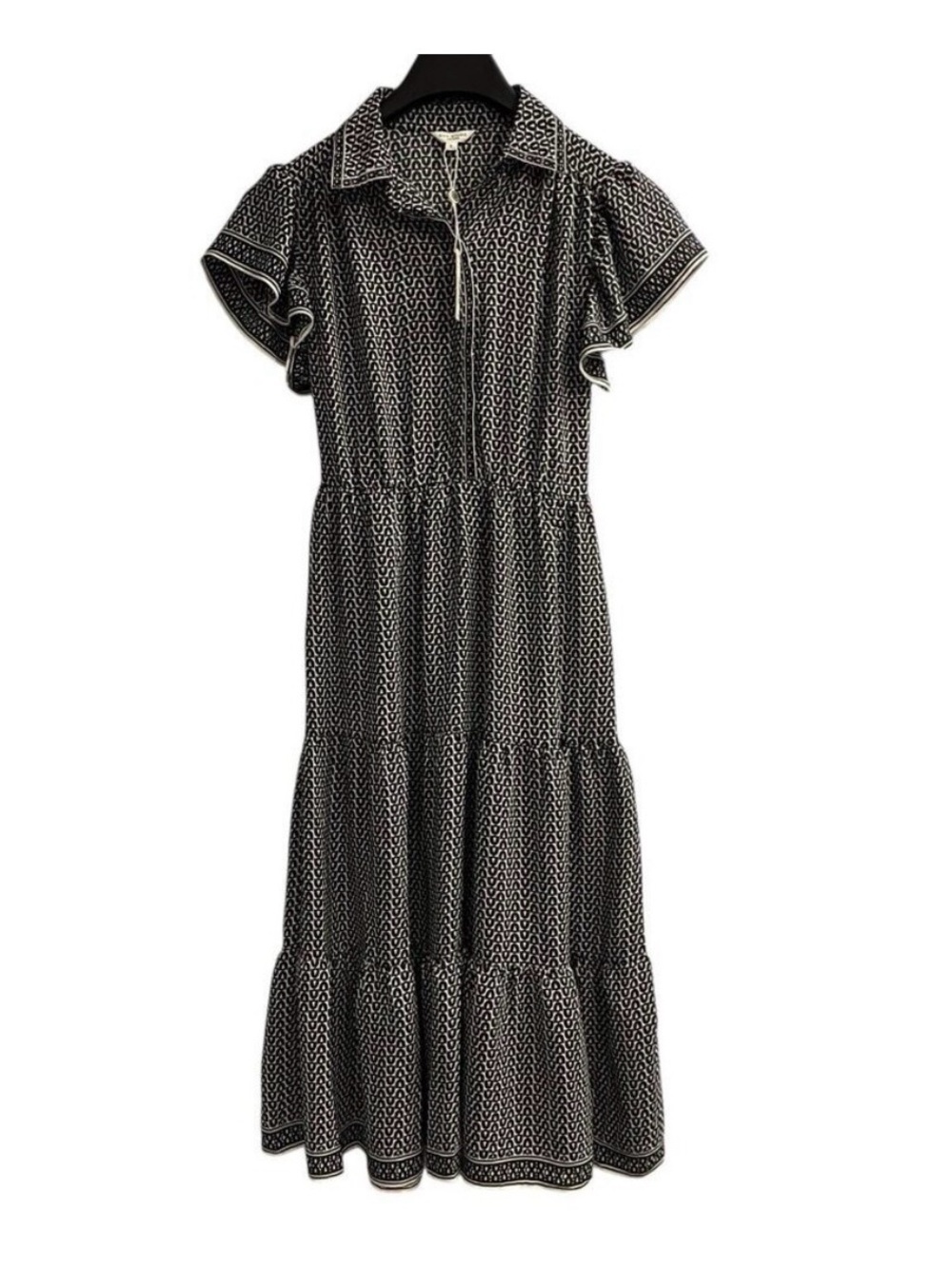 Max Studio Black & White Patterned Tiered Maxi Dress size small work dress